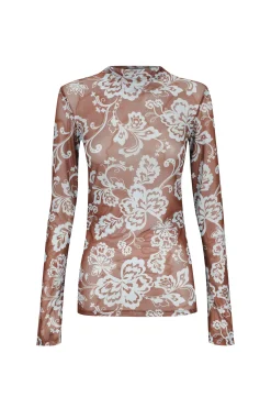 Aire Top Chocolate Blue Floral