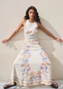 Alanis Linen Dress Hawaiian Tablecloth