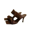 Alohas Twist Strap Heel Coffee Brown