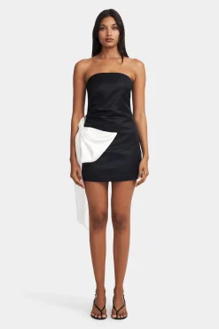 Aspen Mini Dress Black W/ White Bow