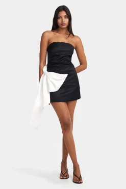 Aspen Mini Dress Black W/ White Bow