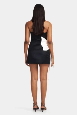 Aspen Mini Dress Black W/ White Bow