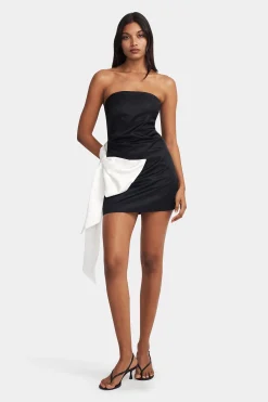 Aspen Mini Dress Black W/ White Bow