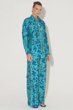 Barclay Shirt Aqua Leaf