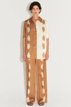Carmine Relaxed Shirt Stencil Leaf
