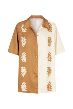 Carmine Relaxed Shirt Stencil Leaf