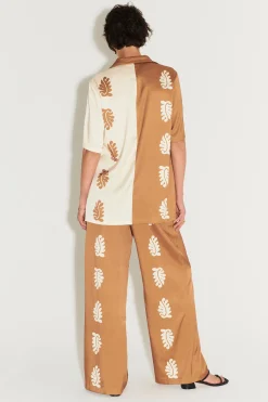 Carmine Relaxed Shirt Stencil Leaf