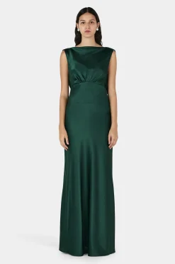 Clara Bias Dress Pine Green