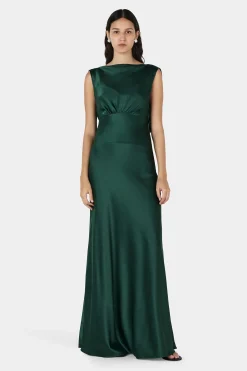 Clara Bias Dress Pine Green