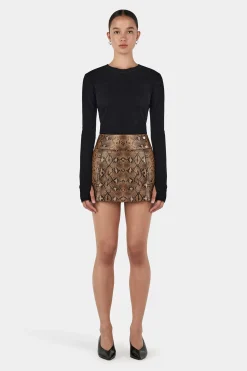Dixie Leather Skirt Brown Python