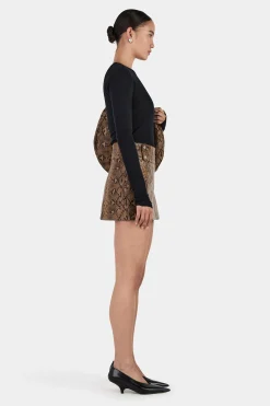 Dixie Leather Skirt Brown Python