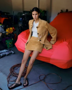 Dixie Suede Skirt Caramel