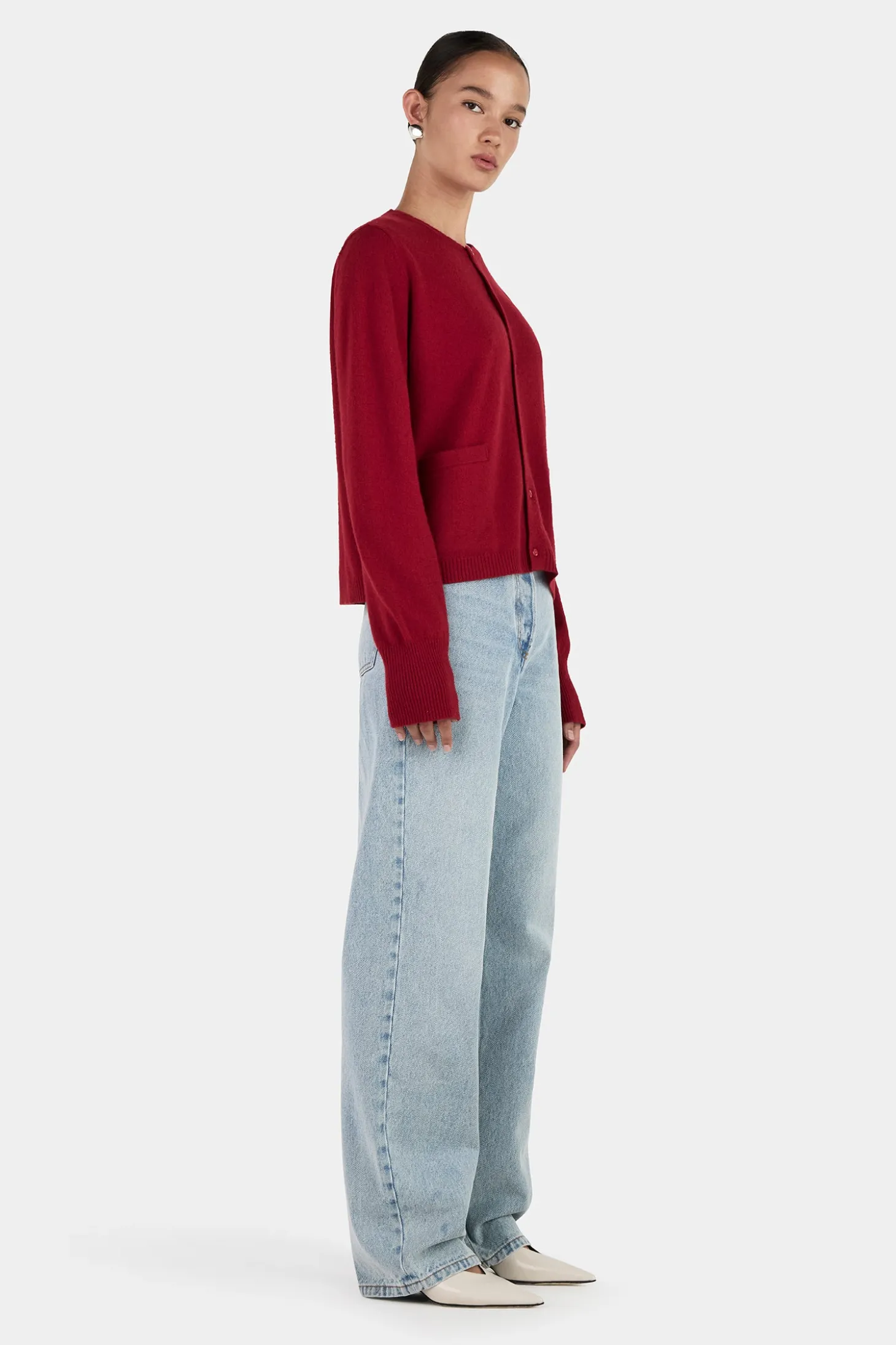 Dolly Cashmere Cardigan Red Dahlia