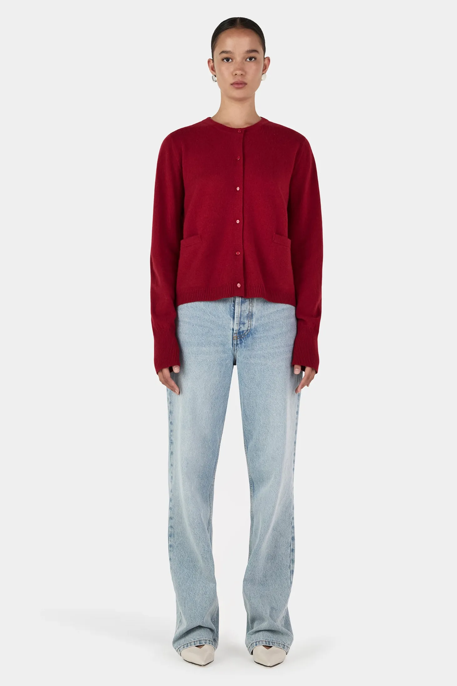 Dolly Cashmere Cardigan Red Dahlia