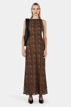 Elle Slip Dress Tan Python