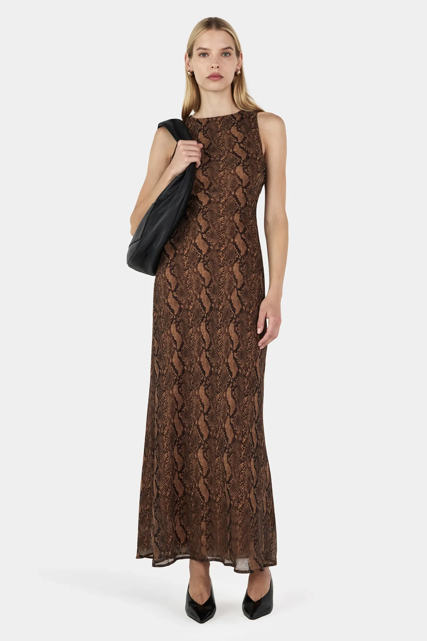 Elle Slip Dress Tan Python