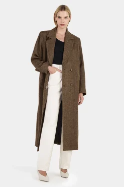 Frederik Tailored Coat Brown Herringbone
