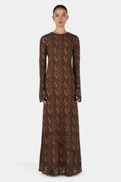 Hyacinth Maxi Dress Tan Python