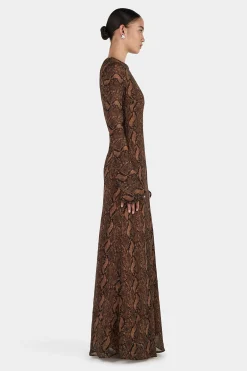Hyacinth Maxi Dress Tan Python