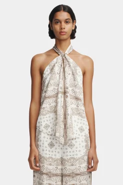Junie Halter Top Beige Bandana