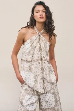 Junie Halter Top Beige Bandana