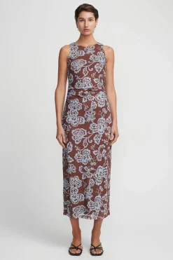 Kora Dress Chocolate Blue Floral
