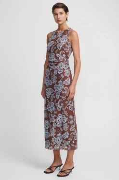 Kora Dress Chocolate Blue Floral