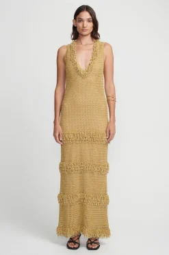 Leonardo Crochet Dress Golden Crochet