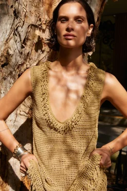 Leonardo Crochet Dress Golden Crochet