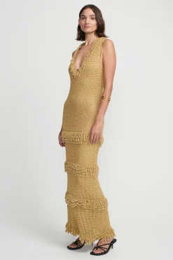 Leonardo Crochet Dress Golden Crochet