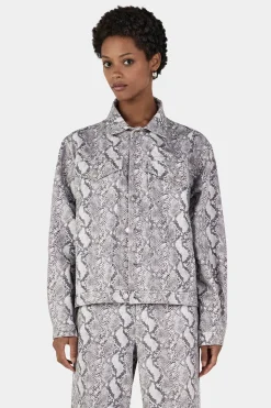 Morgan Studded Denim Jacket Silver Python