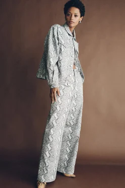 Morgan Studded Denim Jacket Silver Python