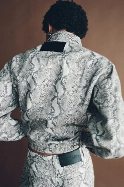 Morgan Studded Denim Jacket Silver Python