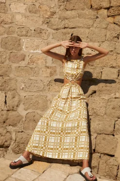 Paros Dress White Checker