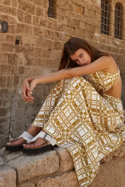 Paros Dress White Checker
