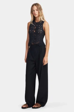 Patti Crochet Top Navy