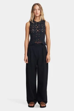 Patti Crochet Top Navy