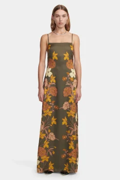 Peony Dress Moss Floral