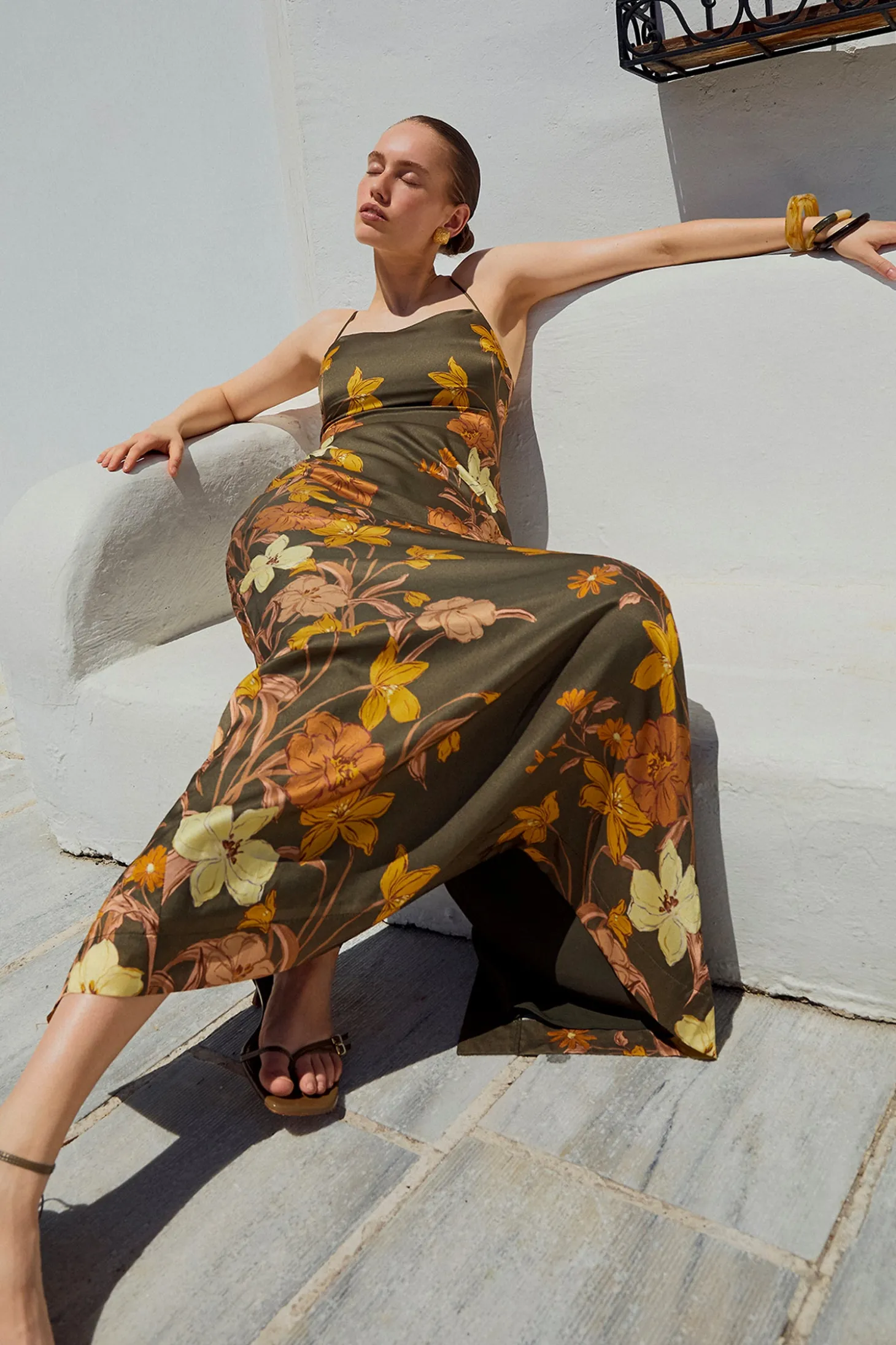 Peony Dress Moss Floral