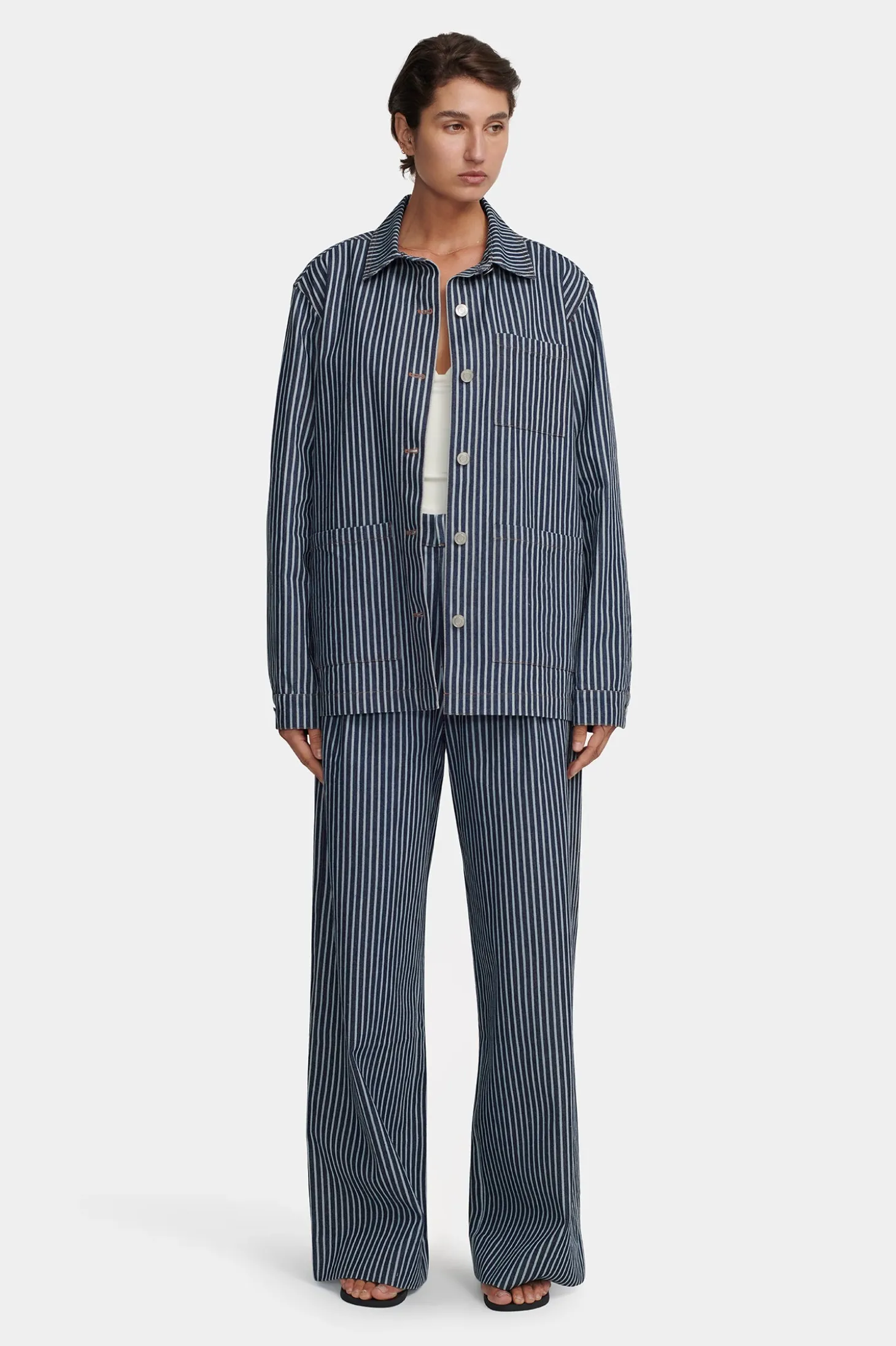 Piper Jacket Denim Pinstripe