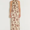 Robbie Midi Dress Cream Chocolate Floral