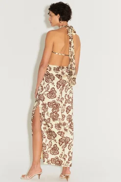 Robbie Midi Dress Cream Chocolate Floral