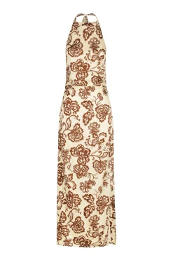 Robbie Midi Dress Cream Chocolate Floral