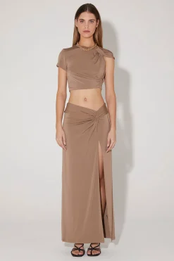 Rozalia Twist Crop Top Ash Brown