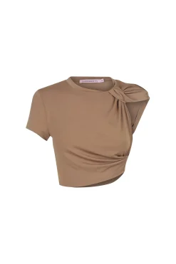 Rozalia Twist Crop Top Ash Brown