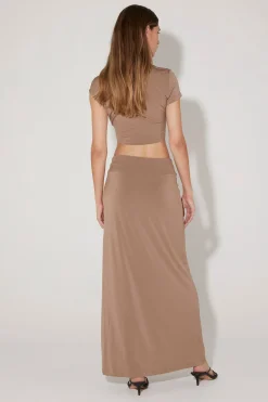 Rozalia Twist Crop Top Ash Brown