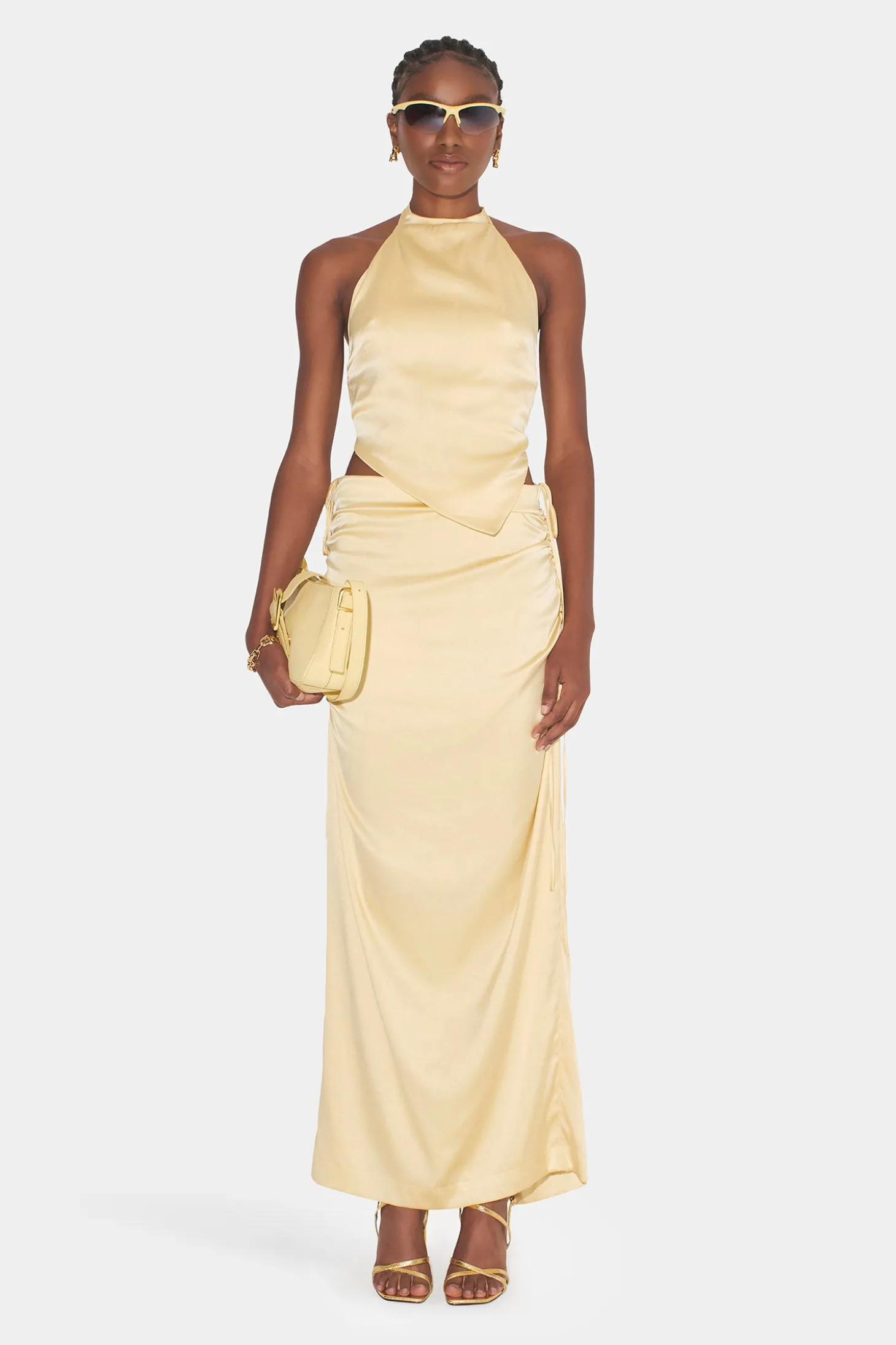 Sabina Drawstring Midi Skirt Lemon