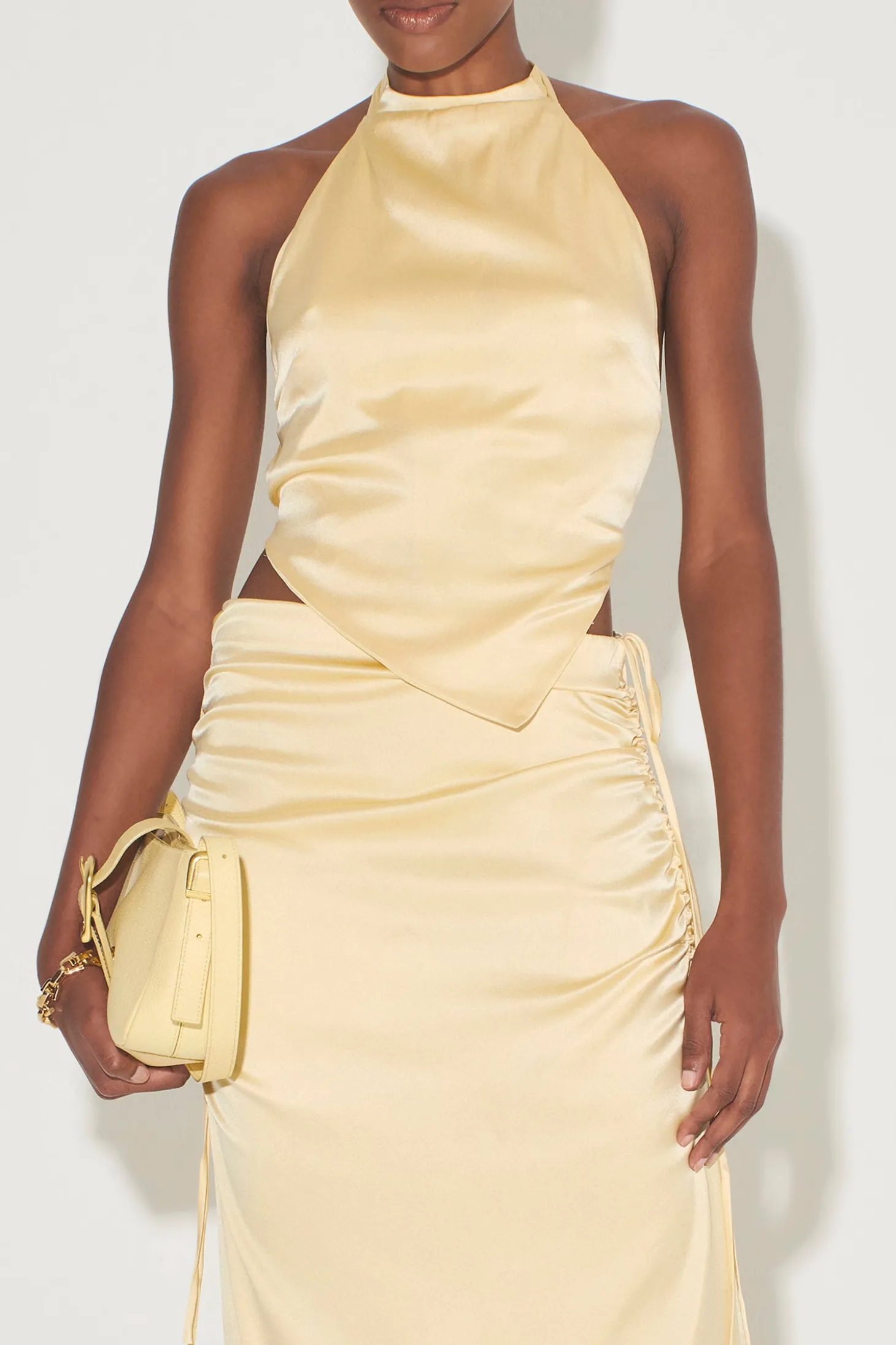 Sabina Drawstring Midi Skirt Lemon