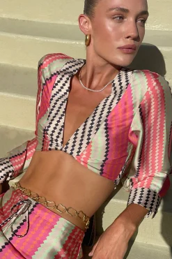 Sofia Cropped Shirt Multi Diamond