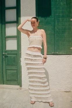 Tahli Knit Skirt Cream Pointelle